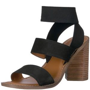 Franco Sarto Ankle Strap Leather Black Women's Sandal Size 9.5 NEW